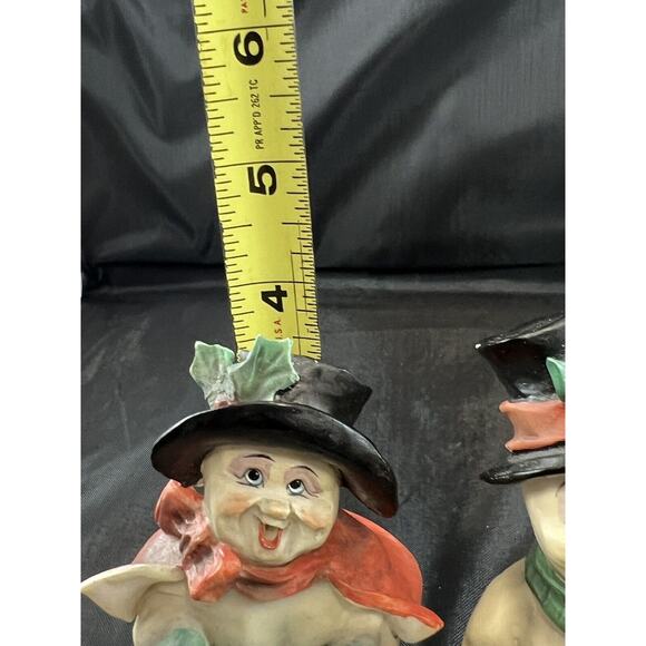 Vintage Allyson Nagel‎ 1995 Snowman Caroler Christmas 4.5" Tall lot of 2 chip - Picture 6 of 7